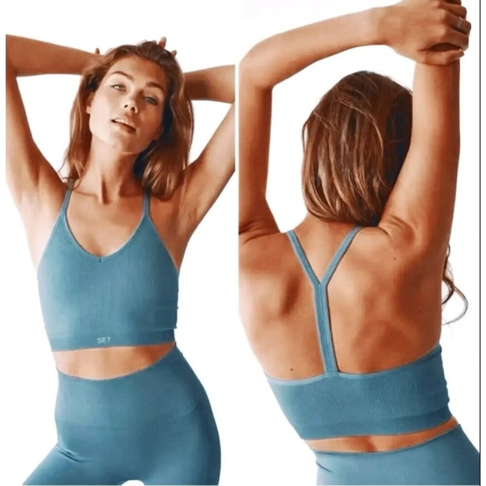 Set Active Ribbed Set in Grey/Blue - Picture 2 of 13